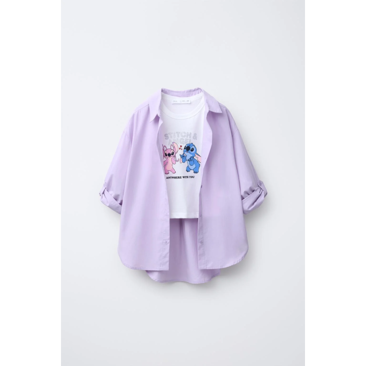 КОМПЛЕКТ: ОДНОТОННАЯ РУБАШКА И УКОРОЧЕННАЯ ФУТБОЛКА LILO & STITCH © DISNEY