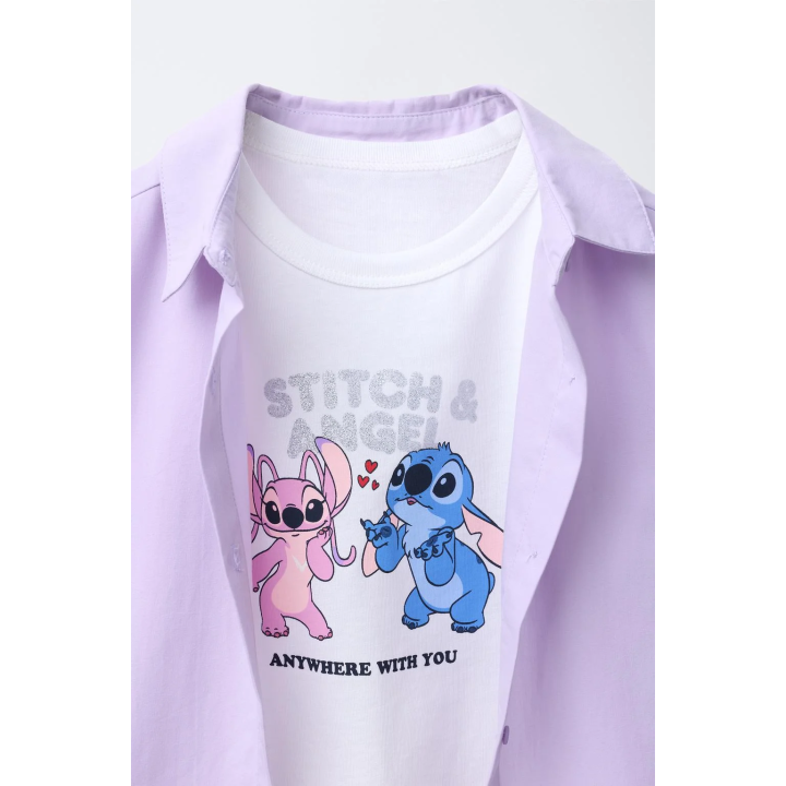 КОМПЛЕКТ: ОДНОТОННАЯ РУБАШКА И УКОРОЧЕННАЯ ФУТБОЛКА LILO & STITCH © DISNEY