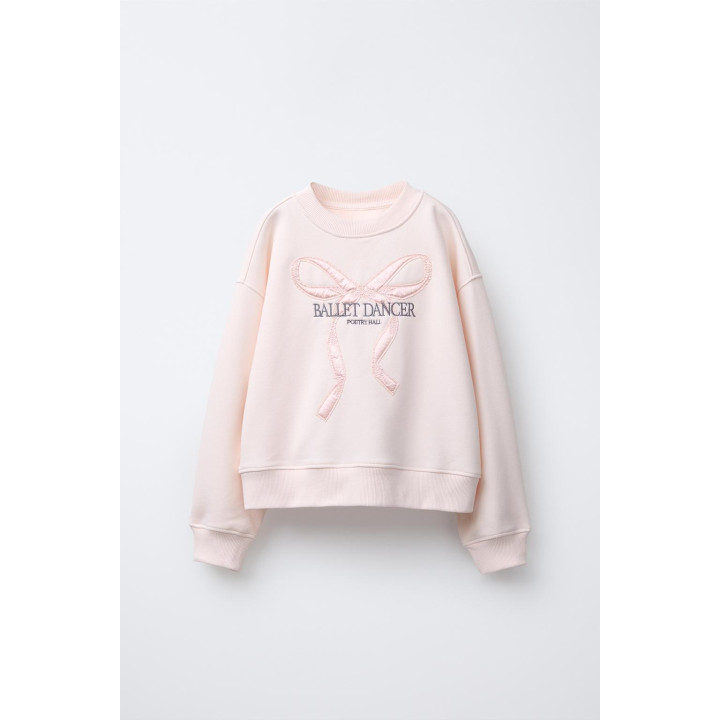 ТОЛСТОВКА С АТЛАСНЫМ БАНТОМ И ВЫШИВКОЙ