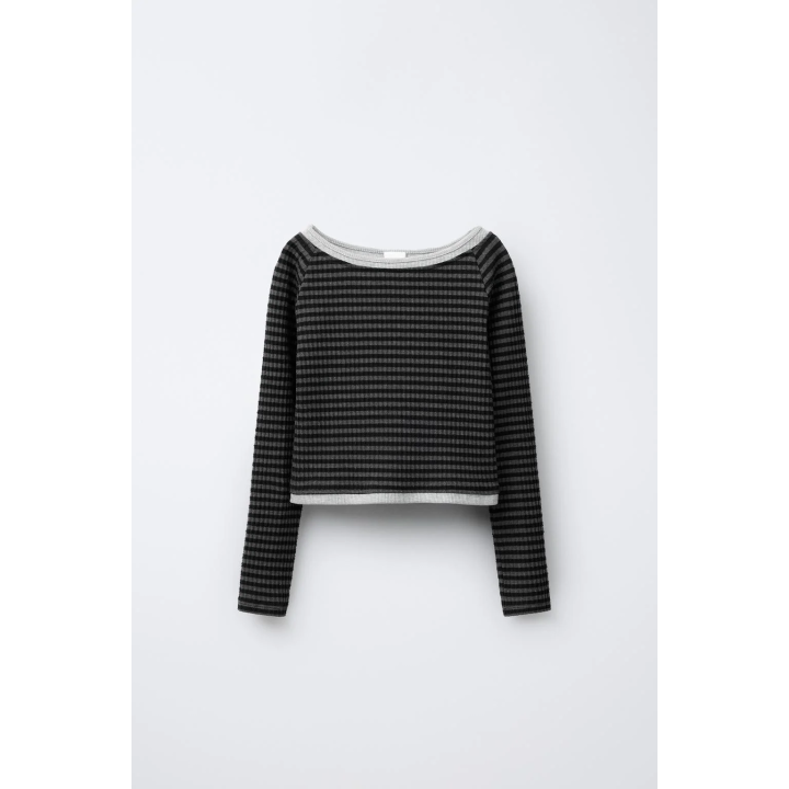 ФУТБОЛКА В ПОЛОСКУ С ДВОЙНОЙ ТЕКСТУРОЙ