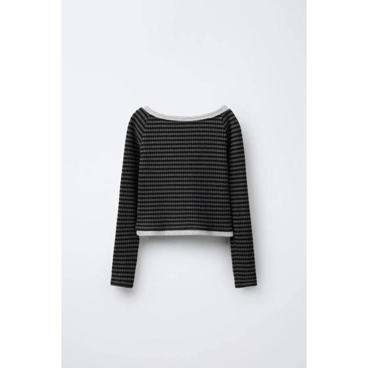 ФУТБОЛКА В ПОЛОСКУ С ДВОЙНОЙ ТЕКСТУРОЙ