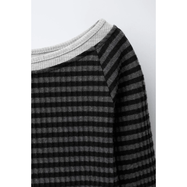 ФУТБОЛКА В ПОЛОСКУ С ДВОЙНОЙ ТЕКСТУРОЙ