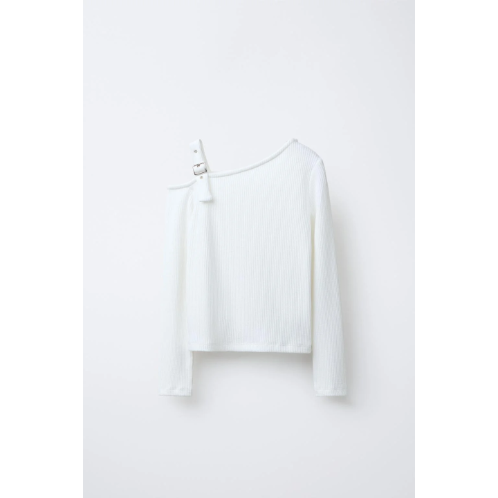 Футболка с ребристой фактурой и пряжками