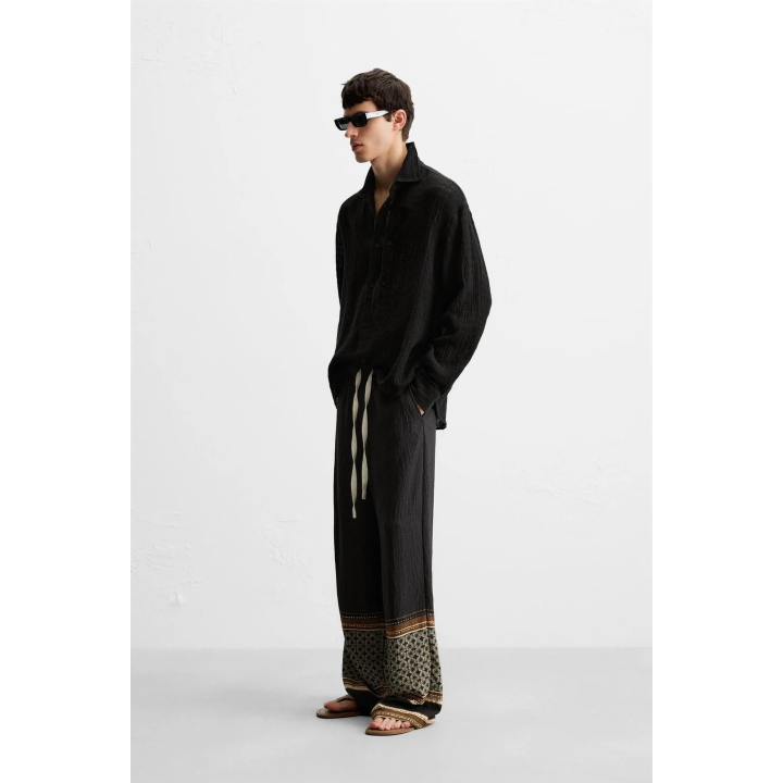 ЖАККАРДОВАЯ РУБАШКА ИЗ ЛЬНА И ХЛОПКА