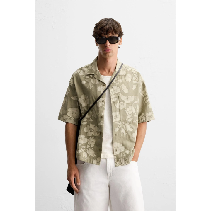 ЖАККАРДОВАЯ РУБАШКА С ЦВЕТОЧНЫМ РИСУНКОМ