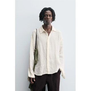 РУБАШКА ИЗ 100% ЛЬНА С ЖАТЫМ ЭФФЕКТОМ