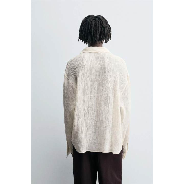 РУБАШКА ИЗ 100% ЛЬНА С ЖАТЫМ ЭФФЕКТОМ