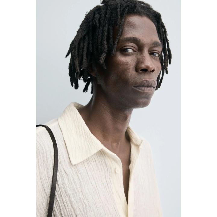 РУБАШКА ИЗ 100% ЛЬНА С ЖАТЫМ ЭФФЕКТОМ