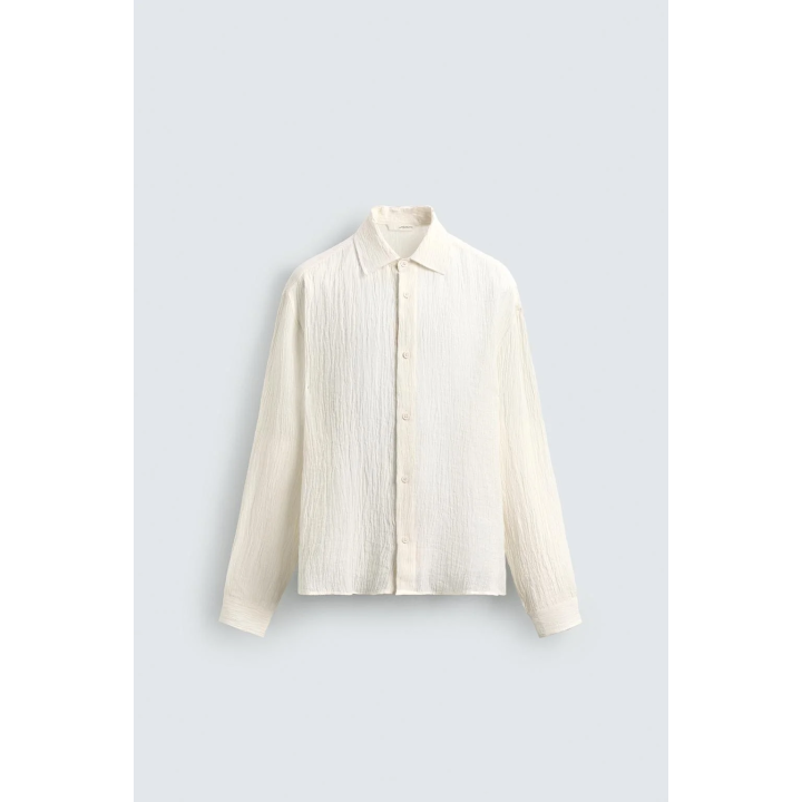 РУБАШКА ИЗ 100% ЛЬНА С ЖАТЫМ ЭФФЕКТОМ