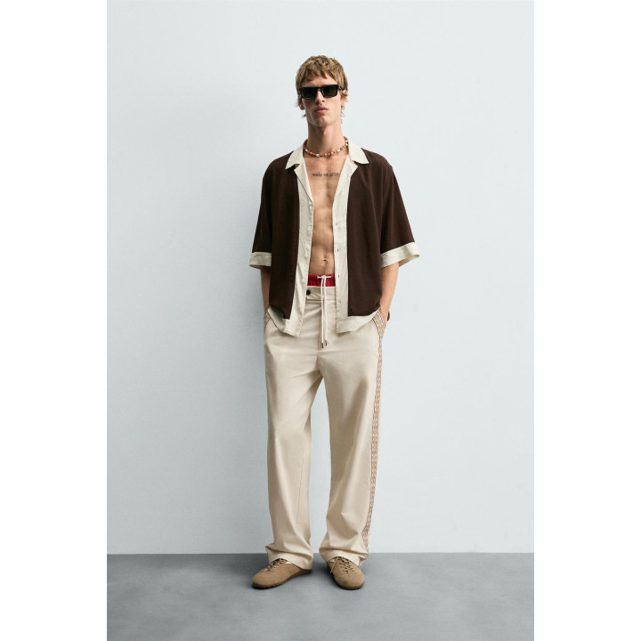 РУБАШКА ИЗ ВИСКОЗЫ И ЛЬНА КОЛОР-БЛОК