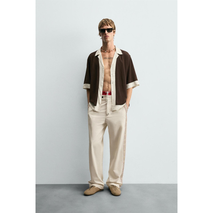 РУБАШКА ИЗ ВИСКОЗЫ И ЛЬНА КОЛОР-БЛОК