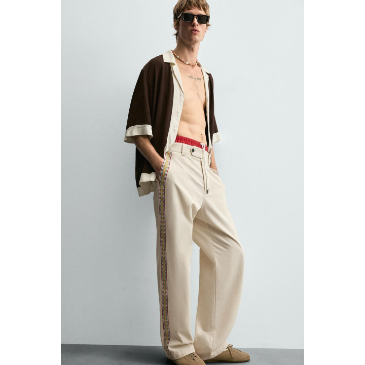 РУБАШКА ИЗ ВИСКОЗЫ И ЛЬНА КОЛОР-БЛОК