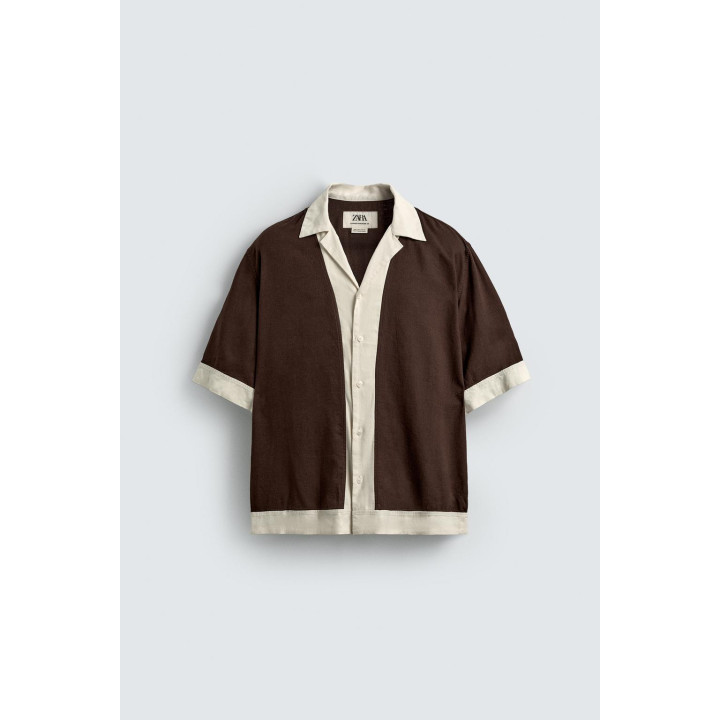 РУБАШКА ИЗ ВИСКОЗЫ И ЛЬНА КОЛОР-БЛОК