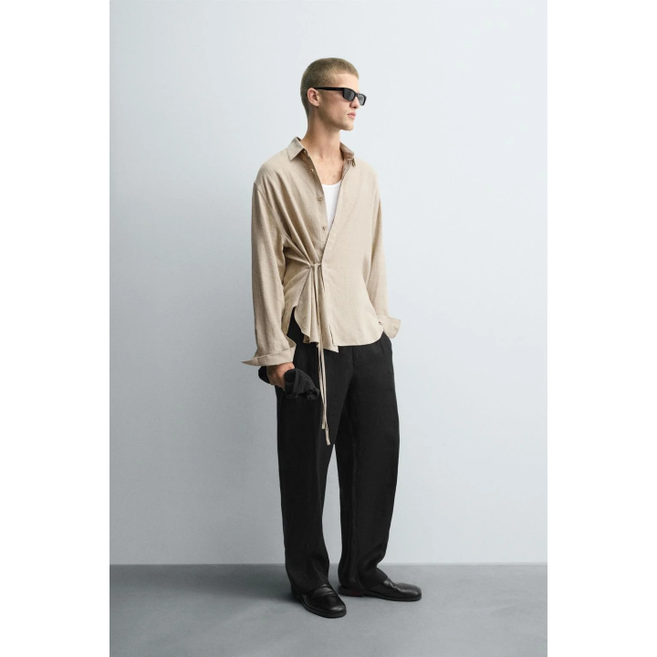 РУБАШКА ИЗО ЛЬНА И ВИСКОЗЫ С ЗАВЯЗКАМИ