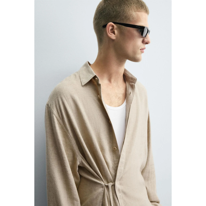 РУБАШКА ИЗО ЛЬНА И ВИСКОЗЫ С ЗАВЯЗКАМИ