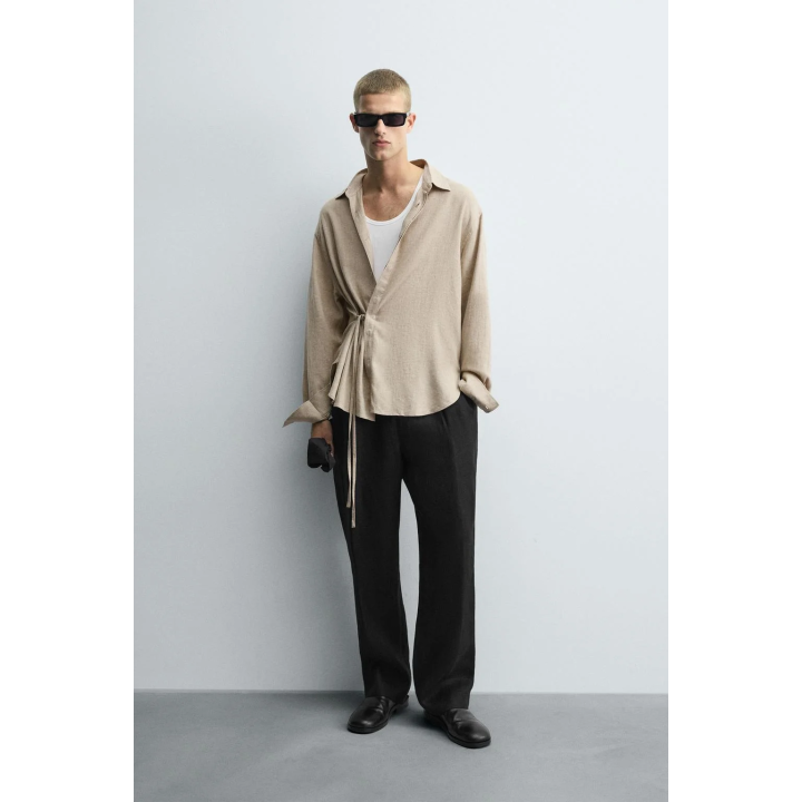 РУБАШКА ИЗО ЛЬНА И ВИСКОЗЫ С ЗАВЯЗКАМИ