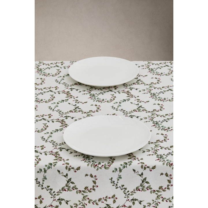 Хлопковый рождественский скатерть с рисунком листьев падуба