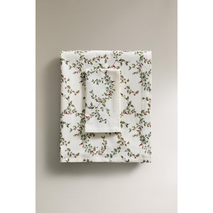 Хлопковый рождественский скатерть с рисунком листьев падуба