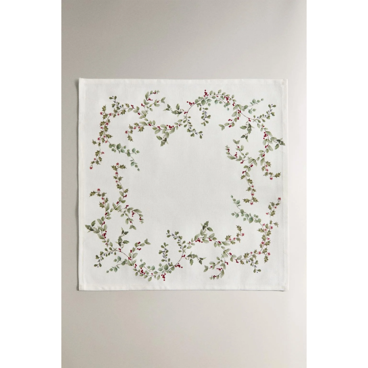 Набор хлопковых салфеток с рождественским принтом ветвей падуба (набор из 2 шт.)