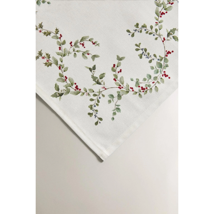 Набор хлопковых салфеток с рождественским принтом ветвей падуба (набор из 2 шт.)