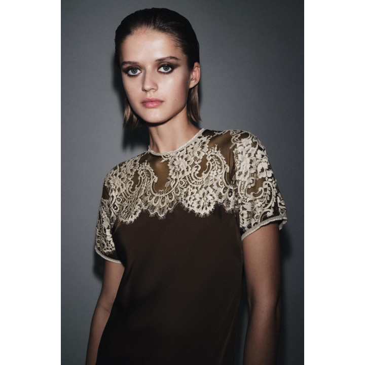 АТЛАСНОЕ ПЛАТЬЕ С КРУЖЕВОМ ZW COLLECTION LIMITED EDITION