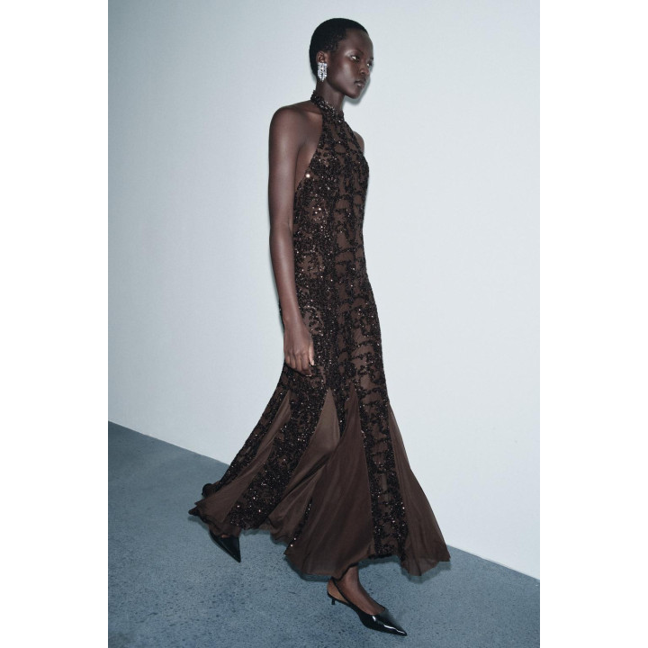 ПЛАТЬЕ ХАЛТЕР С ПАЙЕТКАМИ