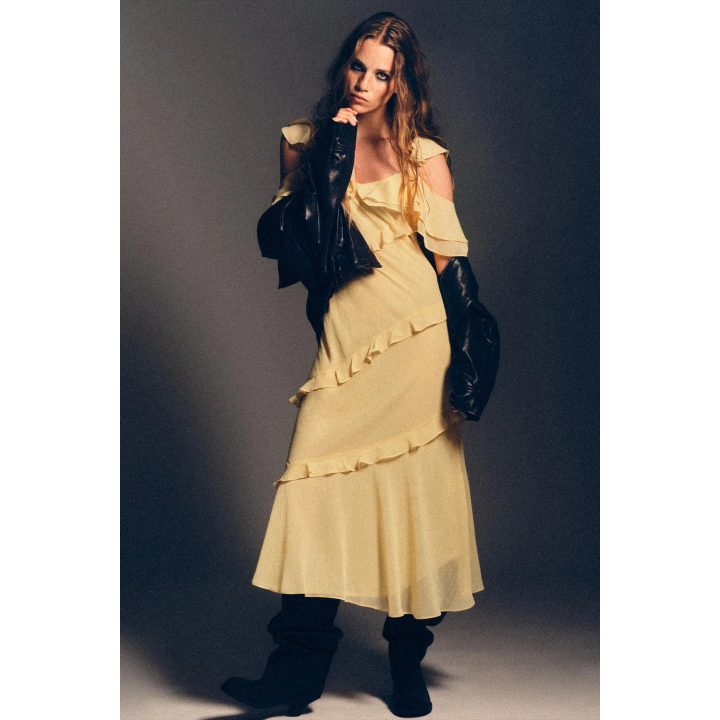 КОМБИНИРОВАННОЕ ПЛАТЬЕ С ВОЛАНАМИ