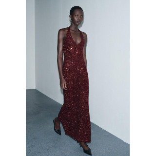 Платье с вырезом глубокого v и пайетками