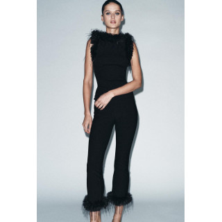 БРЮКИ FLARE С ОТДЕЛКОЙ ИЗ ИСКУССТВЕННОГО МЕХА