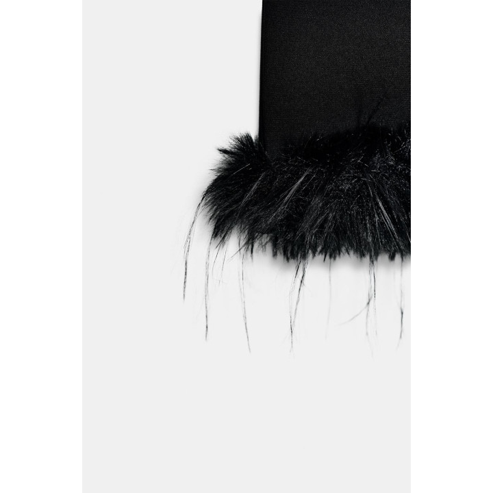 БРЮКИ FLARE С ОТДЕЛКОЙ ИЗ ИСКУССТВЕННОГО МЕХА