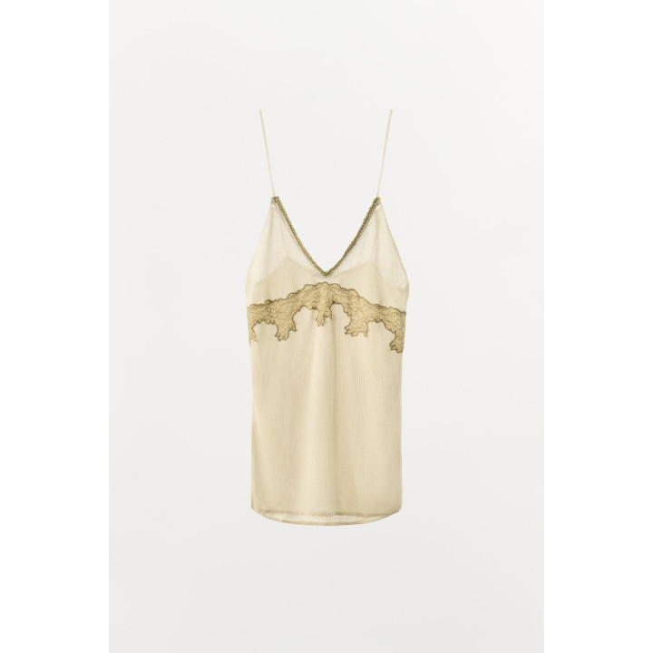 ТРИКОТАЖНЫЙ ТОП С КРУЖЕВОМ