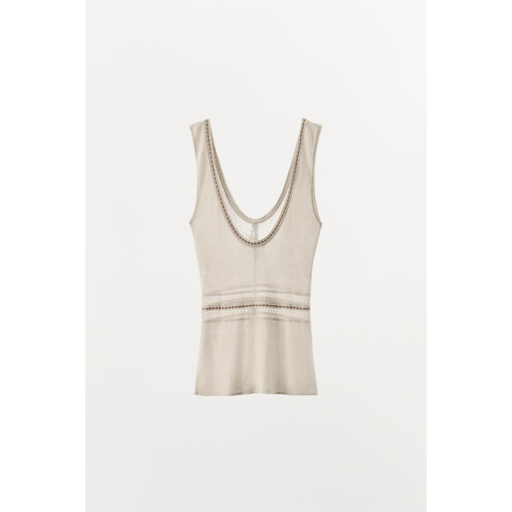 ТРИКОТАЖНЫЙ ТОП С КОНТРАСТНОЙ ОТДЕЛКОЙ