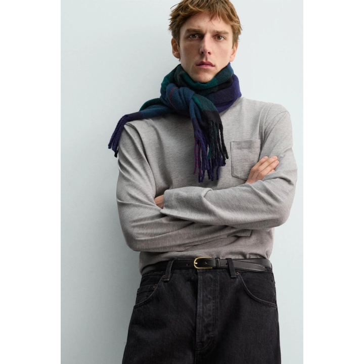 ШАРФ ИЗ СМЕСОВОЙ ШЕРСТИ В КЛЕТКУ — AARON LEVINE X ZARA