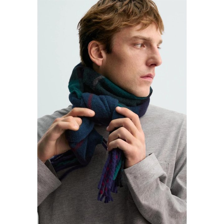 ШАРФ ИЗ СМЕСОВОЙ ШЕРСТИ В КЛЕТКУ — AARON LEVINE X ZARA