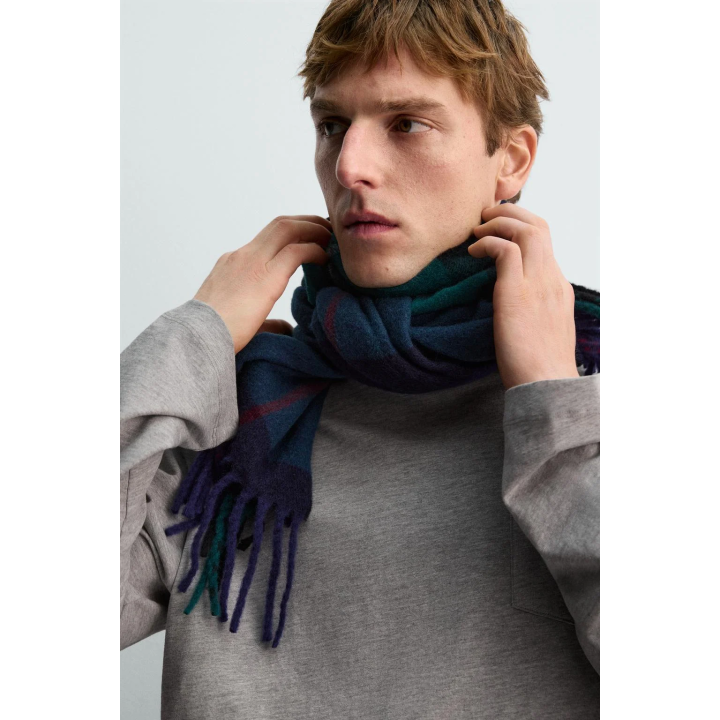 ШАРФ ИЗ СМЕСОВОЙ ШЕРСТИ В КЛЕТКУ — AARON LEVINE X ZARA