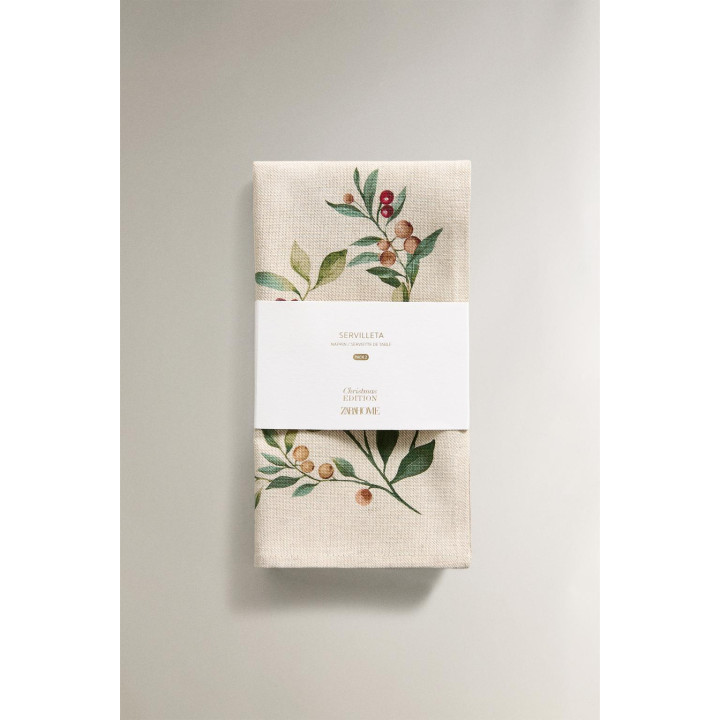 Набор хлопковых рождественских салфеток с ветками (набор из 2)
