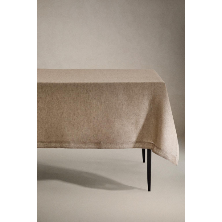 Льняная рождественская скатерть с металлической нитью