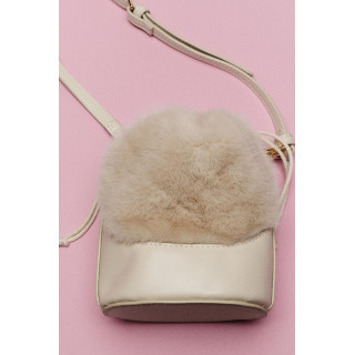 Вельветовая ведро-сумка с искусственным мехом