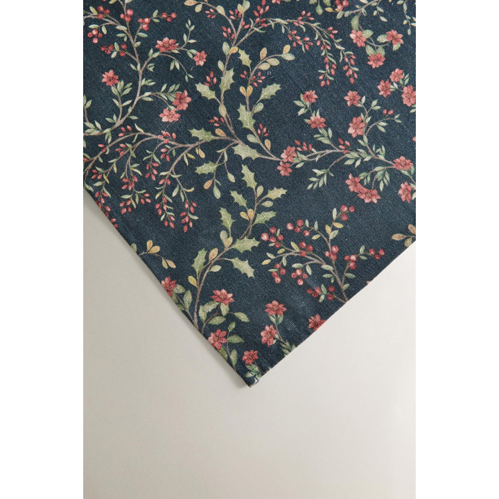 Набор хлопковых и льняных рождественских салфеток с цветочным принтом (набор из 2 штук)