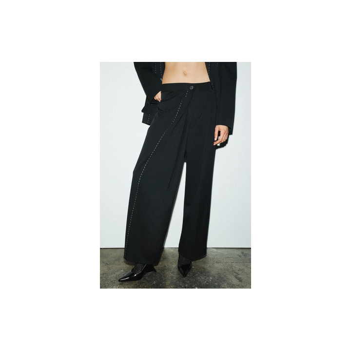 БРЮКИ С ОТДЕЛКОЙ СТРОЧКОЙ