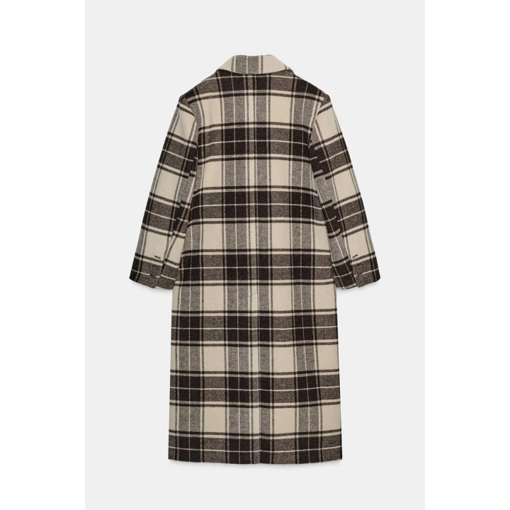 ПАЛЬТО ОЧЕНЬ ДЛИННОЕ В КЛЕТКУ С ШЕРСТЬЮ