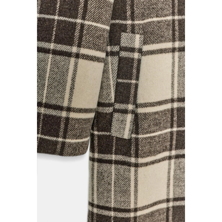 ПАЛЬТО ОЧЕНЬ ДЛИННОЕ В КЛЕТКУ С ШЕРСТЬЮ