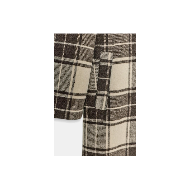 ПАЛЬТО ОЧЕНЬ ДЛИННОЕ В КЛЕТКУ С ШЕРСТЬЮ