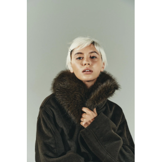 ПАЛЬТО ИЗ СМЕСОВОЙ ШЕРСТИ С ВОРОТНИКОМ ИЗ ИСКУССТВЕННОГО МЕХА