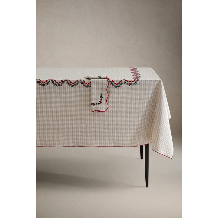 Хлопковое скатерть с вышивкой красочного рождественского дерева