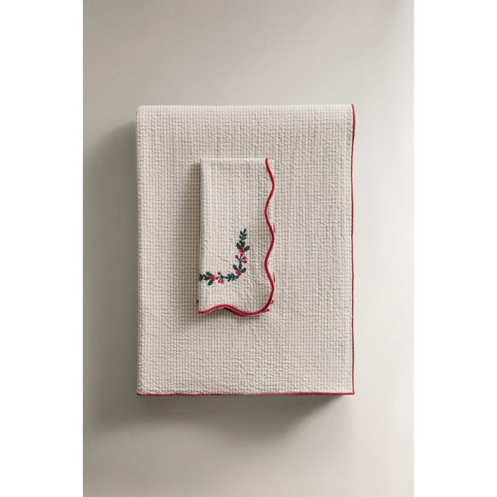 Хлопковое скатерть с вышивкой красочного рождественского дерева