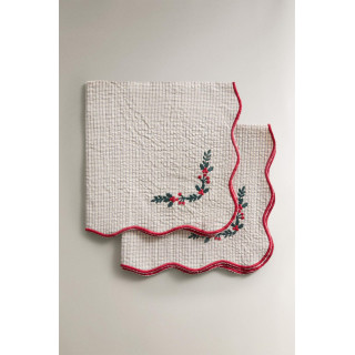 Набор рождественских салфеток из хлопка с оборкой и вышивкой (набор из 2 шт.)