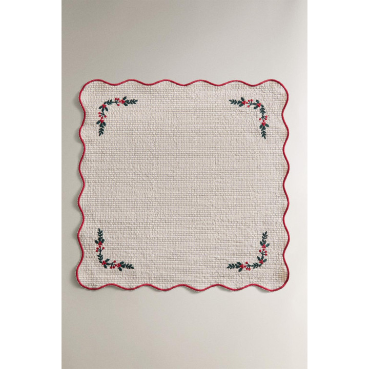 Набор рождественских салфеток из хлопка с оборкой и вышивкой (набор из 2 шт.)