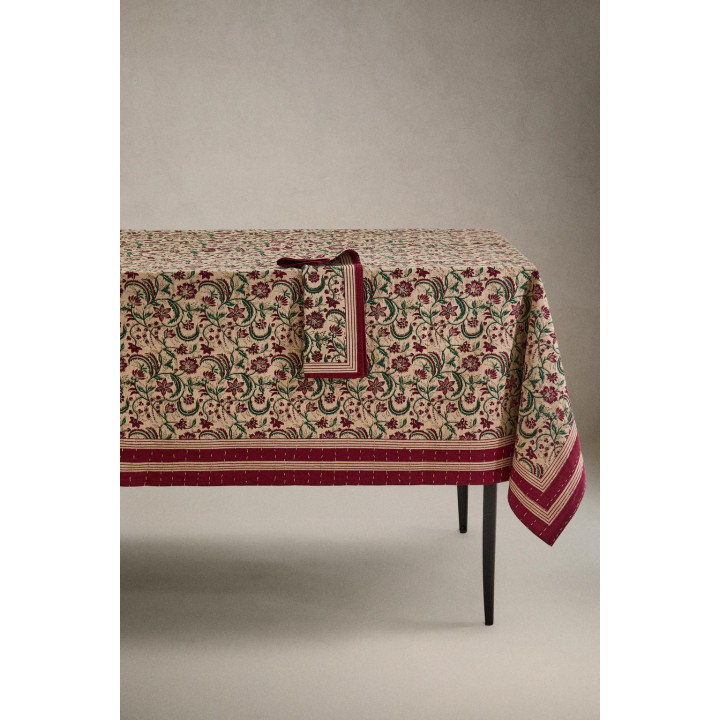Хлопковое рождественское скатерть с рамочным цветочным принтом