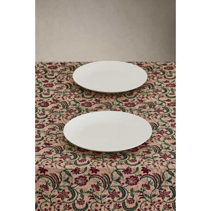 Хлопковое рождественское скатерть с рамочным цветочным принтом